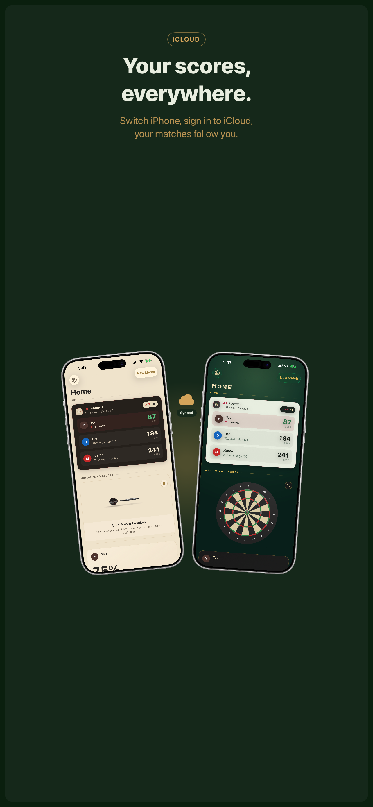 180 Darts — iCloud sharing with friends